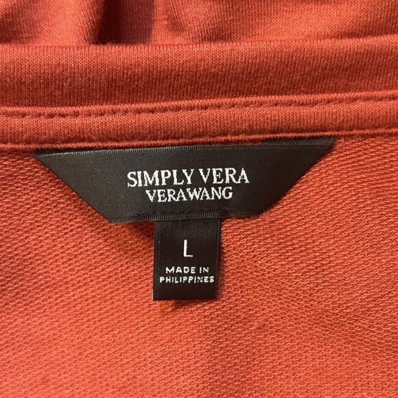 Simply Vera Vera Wang Rust Round Neck Long Sleeve Top Layered Asymmetrical Hem - Picture 4 of 5